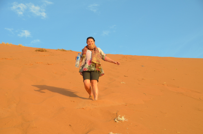 The morning sun on the dunes in Erg Chebbi, Sahara, Morocco