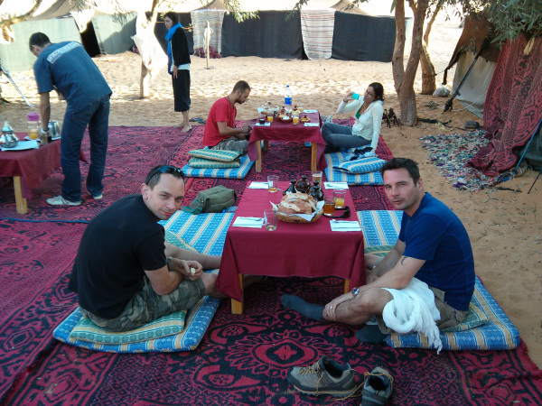 Breakfast in Erg Chebbi, Sahara, Morocco