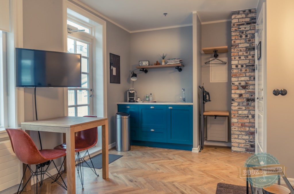 Kitchen area of the Kvosin Downtown Hotel in Iceland