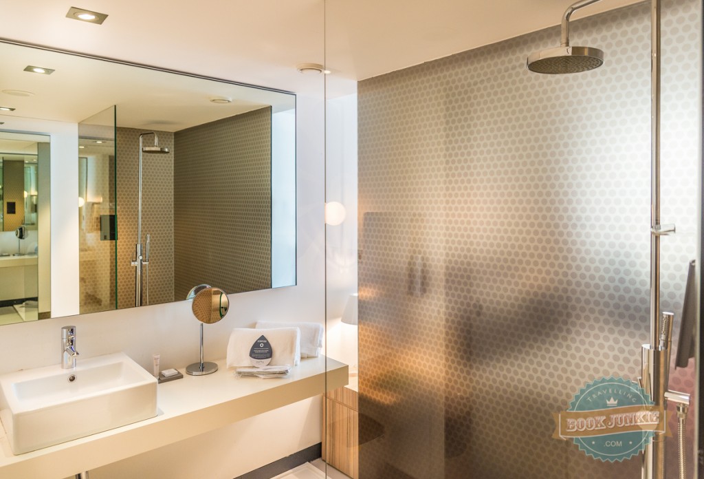 Bathroom and rain shower at the Inpsira Santa Marta in Lisbon, Portugal