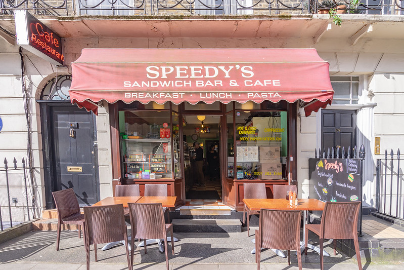 Speedy's Cafe in London used in the Sherlock Holmes BBC TV series