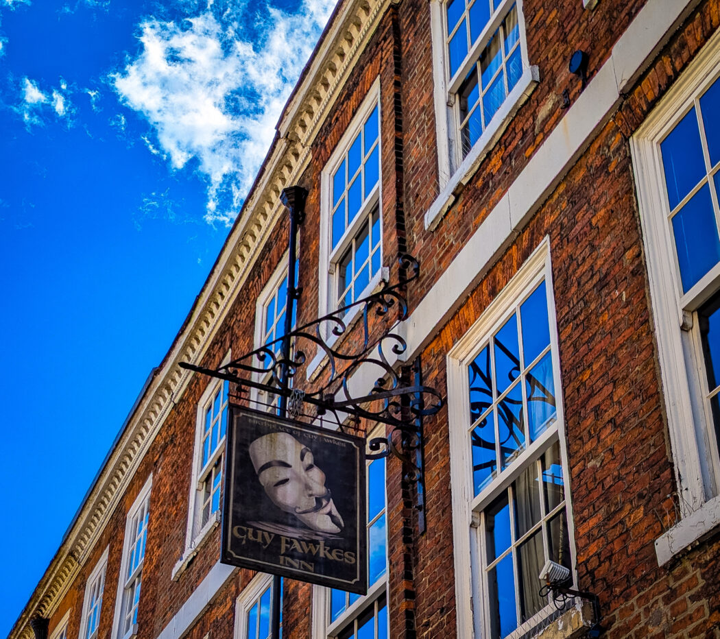 Outside the Guy Fawkes Inn, York