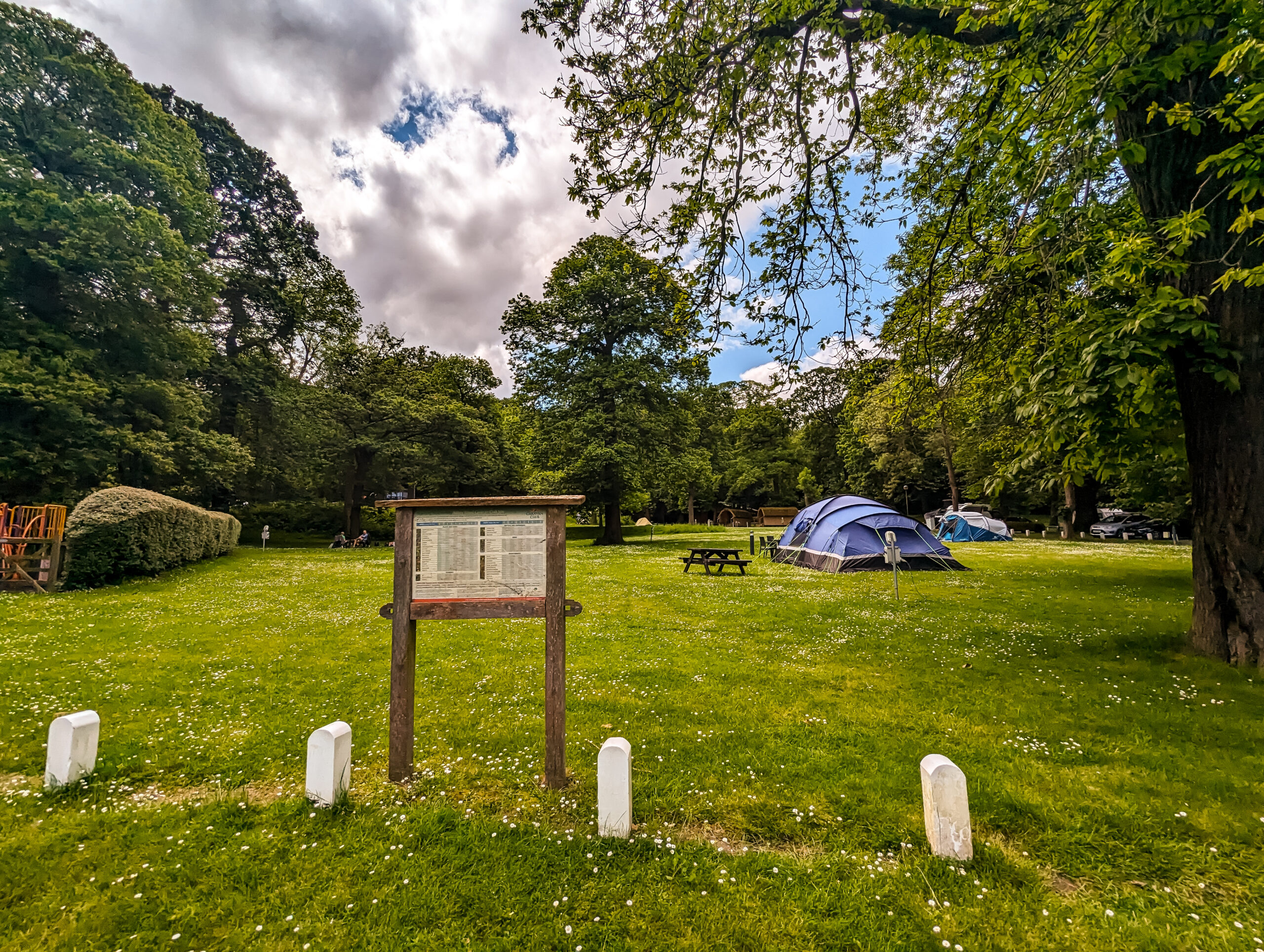 The camping area of the Abbey Wood Campsite in London