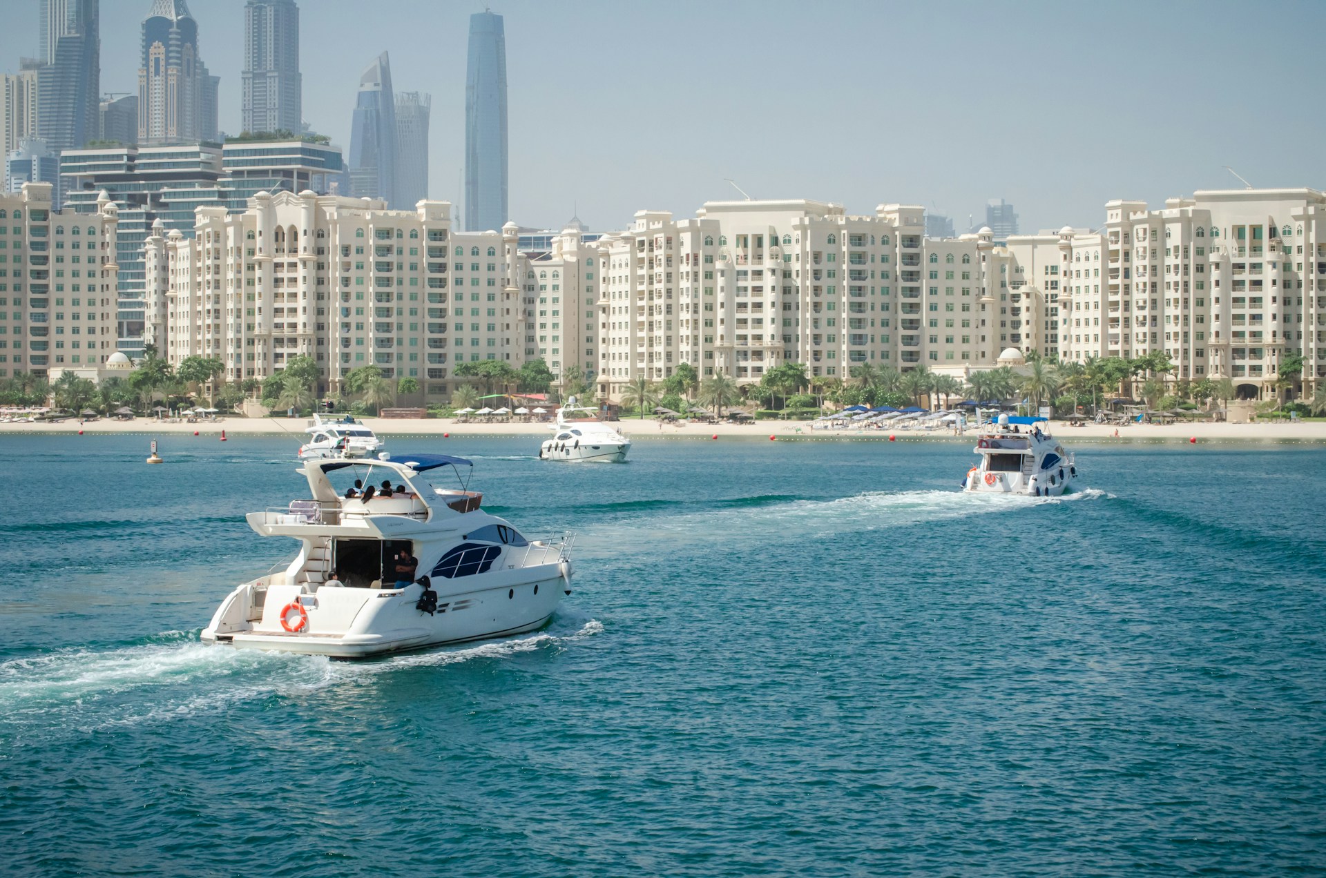 Yachts going into the harbour in Dubai