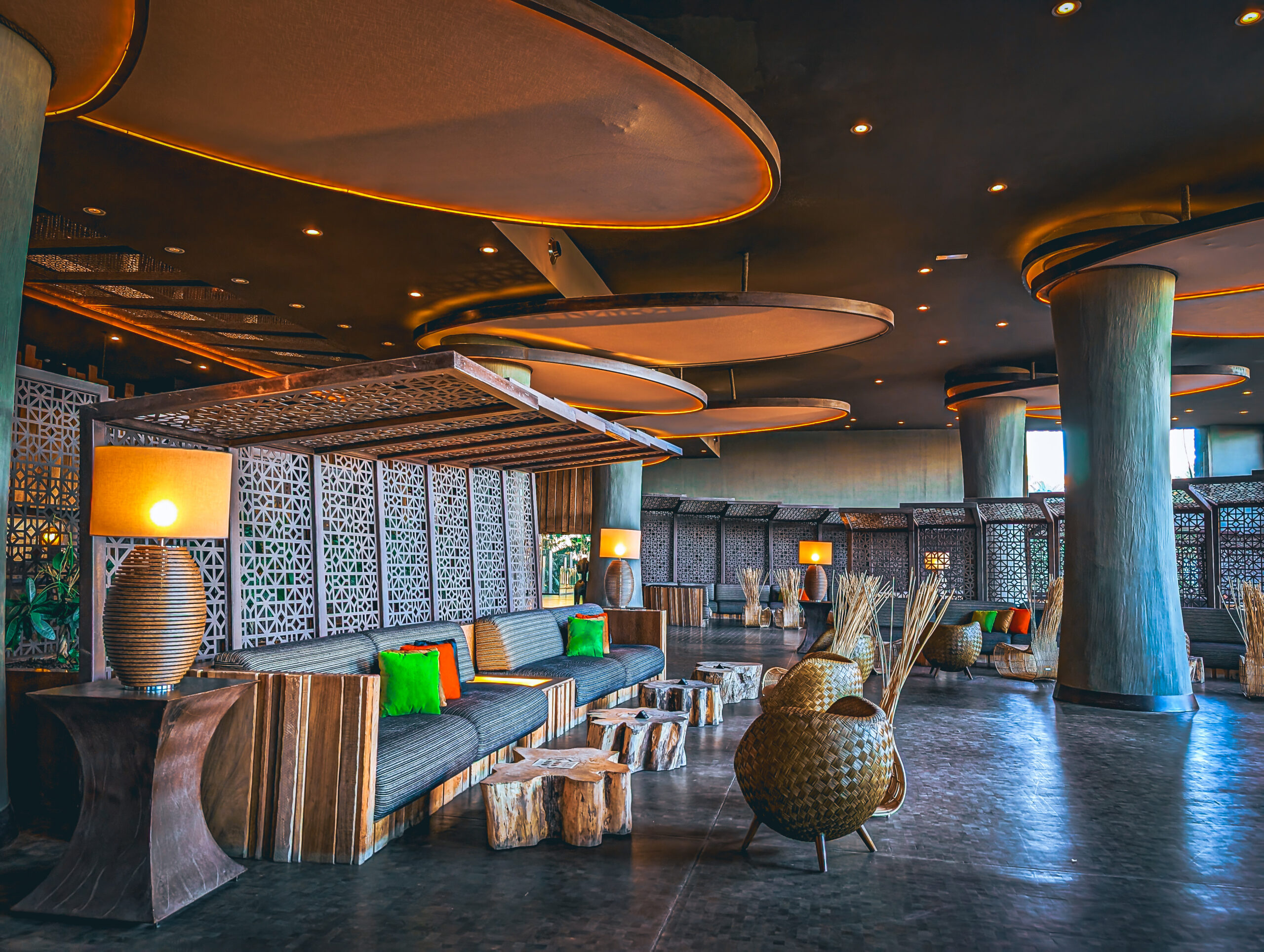 The reception area of the Baobab hotel in Gran Canaria